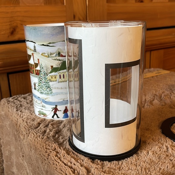 Partylite Express it Votive Luminary/Hurricane.2 inserts:Snow scene/pictures-NIB - Picture 5 of 11